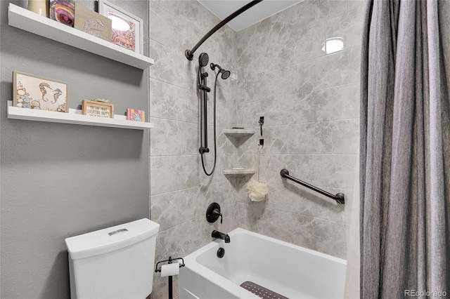 7973 Chase Cir Unit 56, Arvada, CO 80003 - bathroom with shower / bathtub combination with curtain and toilet