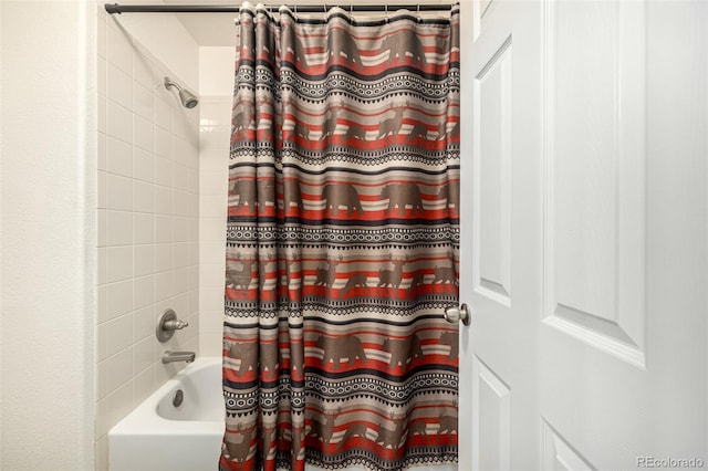 full bathroom featuring shower / bath combination with curtain