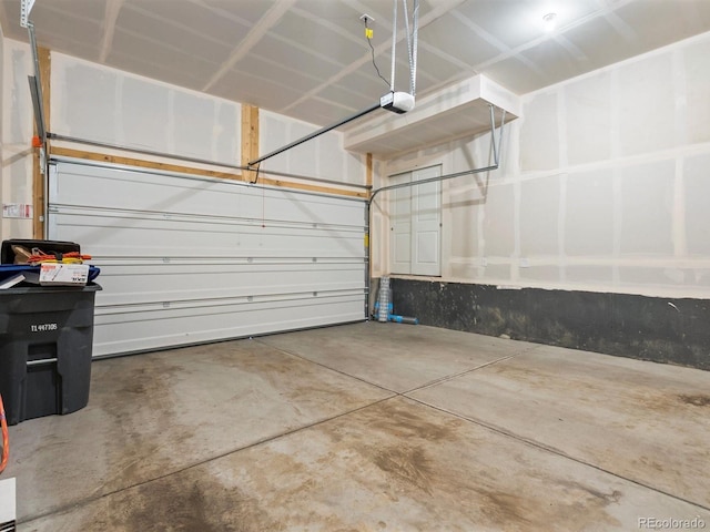 garage with a garage door opener