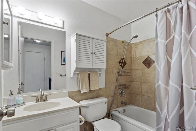 4194 S Kalispell St, Aurora, CO 80013 - bathroom featuring shower / bathtub combination with curtain and vanity