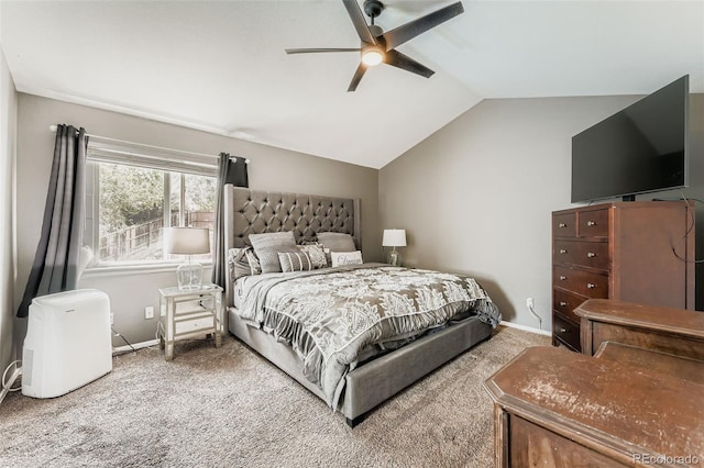 9559 Elizabeth Ct, Thornton, CO 80229 - carpeted bedroom with vaulted ceiling and ceiling fan