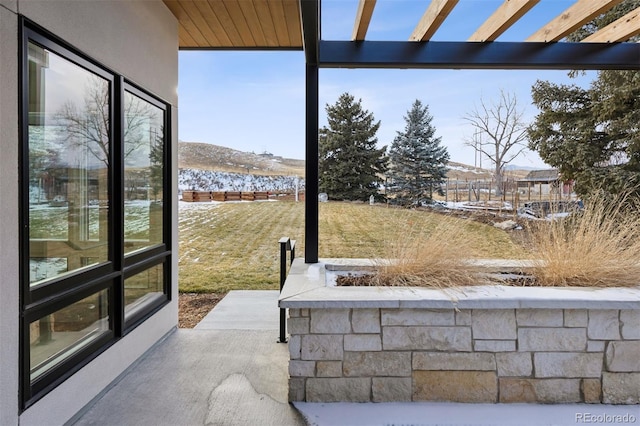 view of patio / terrace with a water view