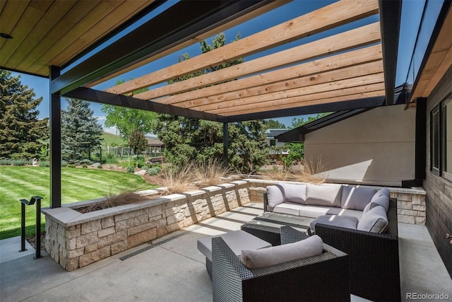 17326 W 57th Ave, Golden, CO 80403 - view of patio / terrace with outdoor lounge area and a pergola