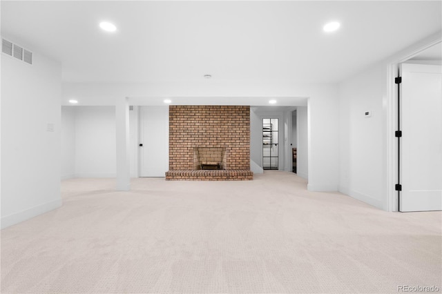 11010 W 29th Ave, Lakewood, CO 80215 - unfurnished living room with recessed lighting, carpet flooring, and a fireplace