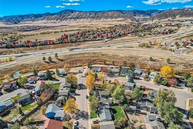 drone / aerial view with a mountain view