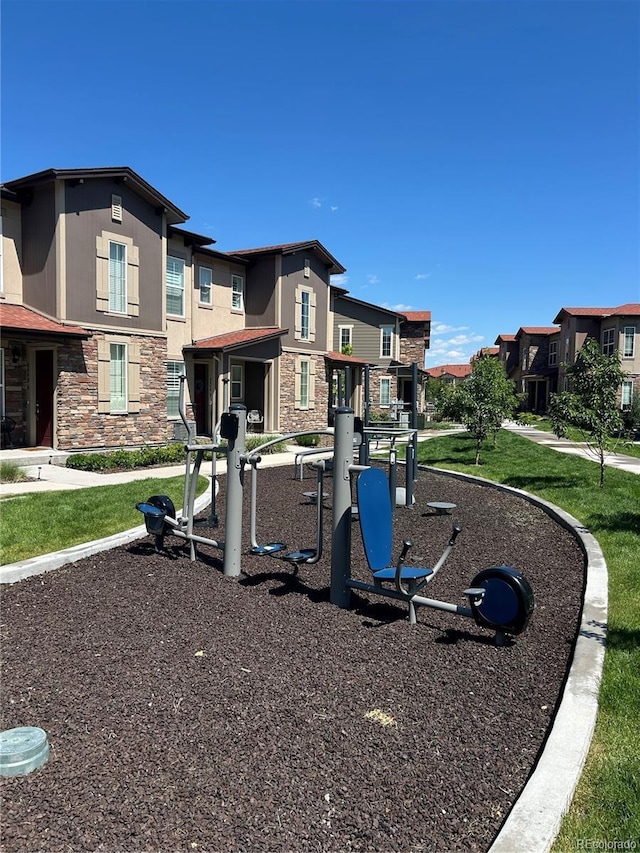 2140 Santini Trl Unit F, Littleton, CO 80129 - view of playground with a residential view and a yard