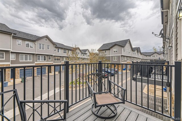 deck with a residential view