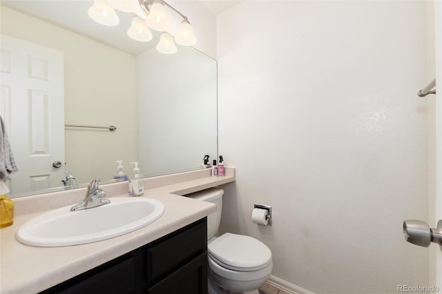 4304 S Genoa Ct, Centennial, CO 80015 - half bathroom with vanity and a chandelier
