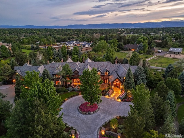 view from above of property with mountains