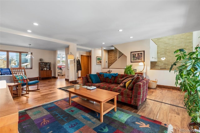 living room featuring hardwood / wood-style flooring and a wealth of natural light