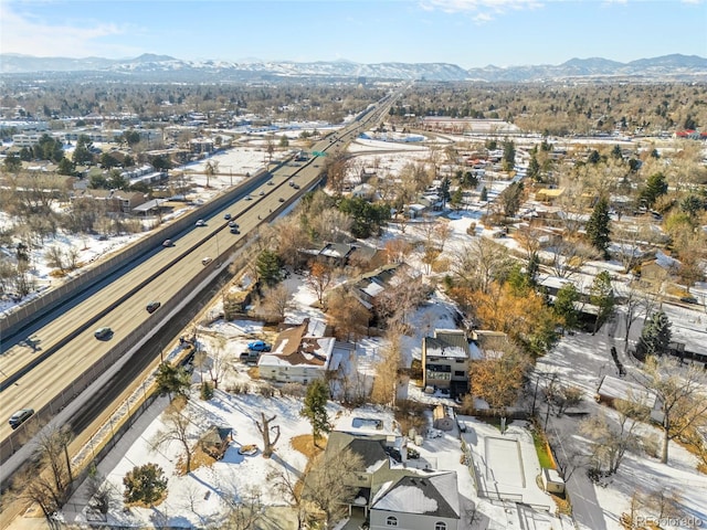 birds eye view of property featuring a mountain view