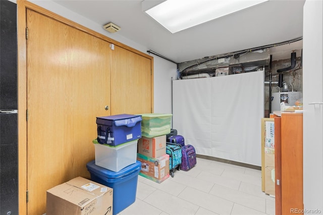 basement with water heater