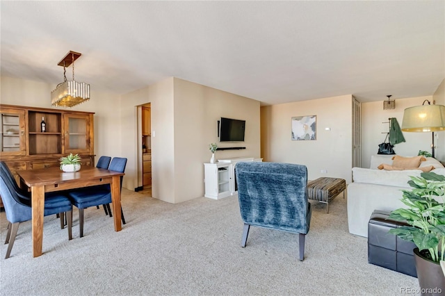 living room featuring light colored carpet