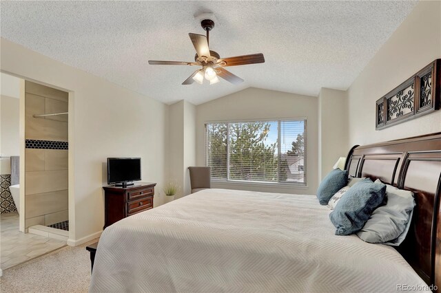 21541 Unbridled Ave, Parker, CO 80138 - bedroom featuring vaulted ceiling, a textured ceiling, ceiling fan, and baseboards