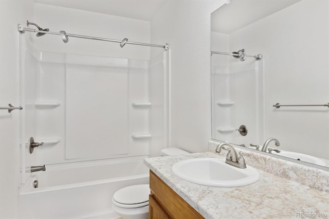 719 Elk Mountain Dr, Severance, CO 80550 - bathroom featuring vanity, toilet, and shower / bathtub combination