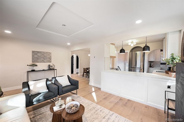 living room with light wood-type flooring