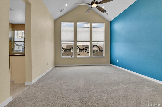 5154 Taft Ct, Wheat Ridge, CO 80033 - unfurnished room featuring ceiling fan, healthy amount of natural light, carpet flooring, and lofted ceiling