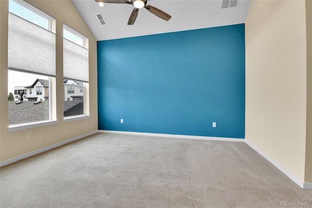 5154 Taft Ct, Wheat Ridge, CO 80033 - spare room featuring ceiling fan, carpet floors, and lofted ceiling