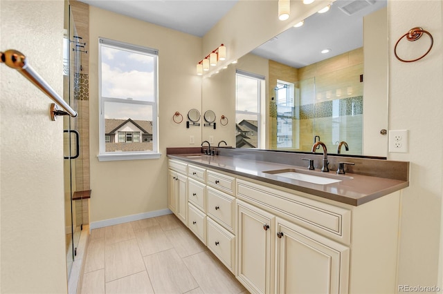 5154 Taft Ct, Wheat Ridge, CO 80033 - bathroom featuring double vanity and a stall shower