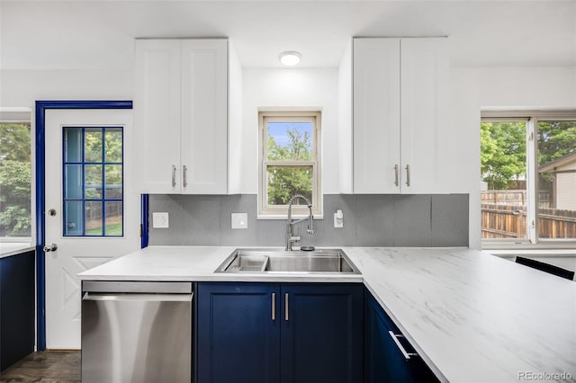 1549 S Evanston St, Aurora, CO 80012 - kitchen featuring stainless steel dishwasher, a sink, plenty of natural light, and backsplash