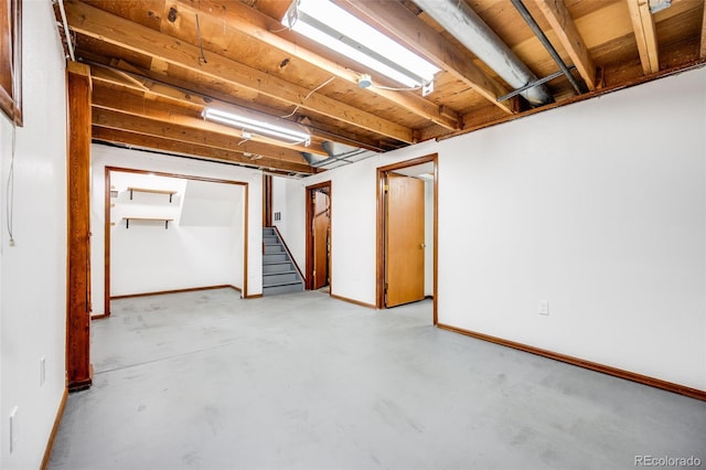 1549 S Evanston St, Aurora, CO 80012 - unfinished below grade area with stairway and baseboards