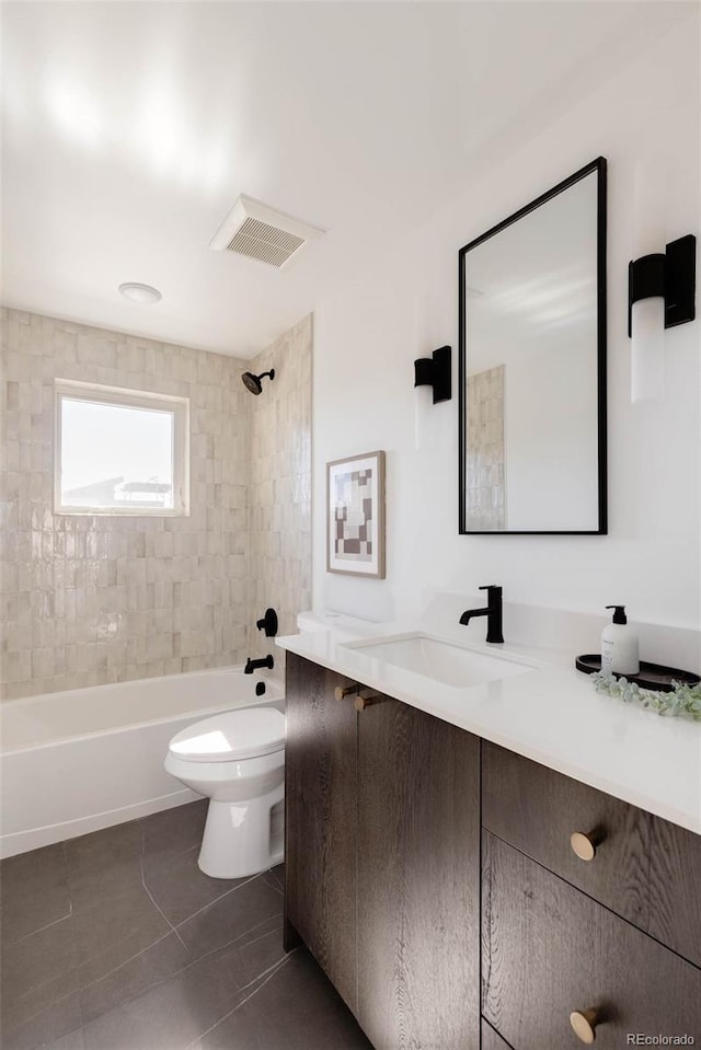 3435 W 17th Ave, Denver, CO 80204 - bathroom featuring vanity, bathing tub / shower combination, and tile patterned floors