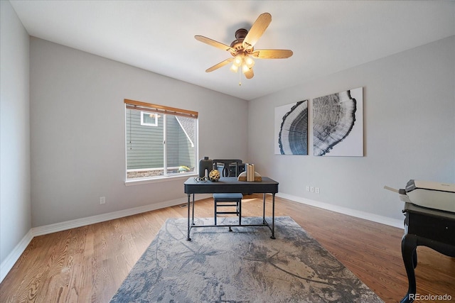11691 Riverdale Dr, Parker, CO 80138 - home office featuring ceiling fan and wood finished floors