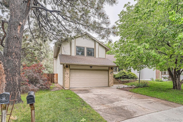 6443 S Florence Way, Englewood, CO 80111 - traditional-style house with an attached garage, concrete driveway, brick siding, and a shingled roof
