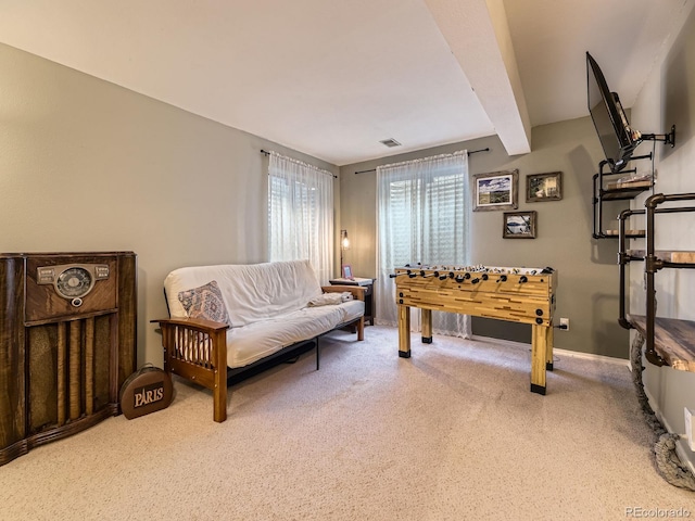 game room featuring carpet floors