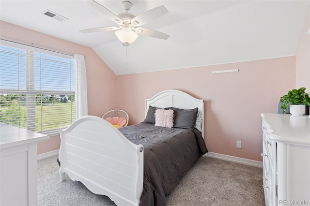 3048 Deer Creek Ranch Loop, Parker, CO 80138 - bedroom with lofted ceiling, light colored carpet, and a ceiling fan