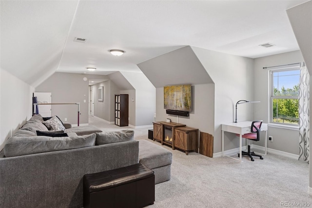 3048 Deer Creek Ranch Loop, Parker, CO 80138 - living area featuring carpet floors and vaulted ceiling