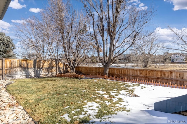 view of yard covered in snow