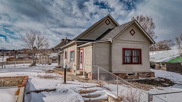 view of snow covered exterior