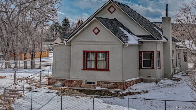 view of snow covered exterior