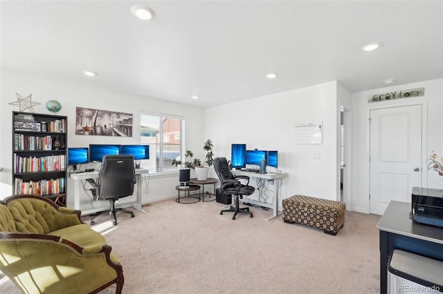 view of carpeted home office