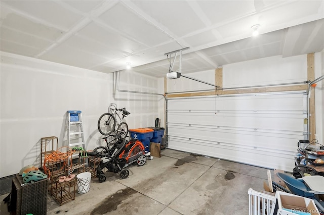 garage with a garage door opener