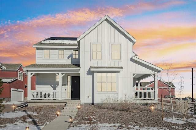 modern farmhouse featuring a porch