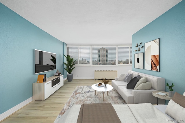 1196 N Grant St Unit 705, Denver, CO 80203 - living area featuring radiator and light wood-type flooring