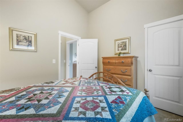 6015 Trappers Tale Ct, Colorado Springs, CO 80923 - bedroom with high vaulted ceiling