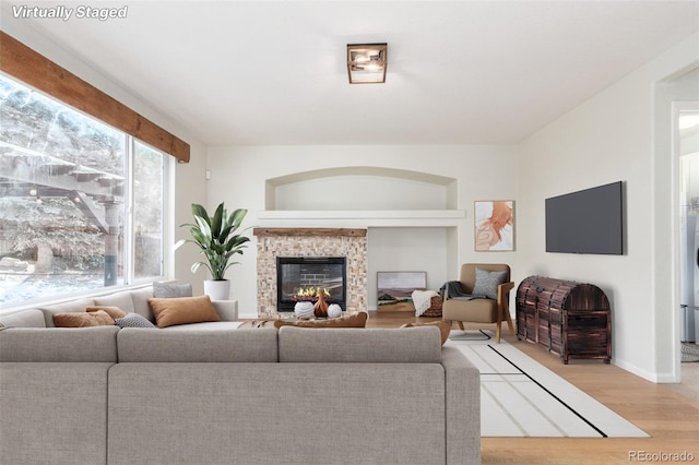 living room with light wood-type flooring