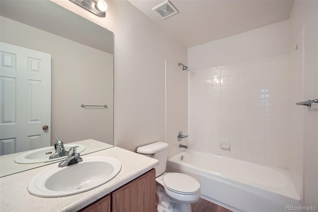 3033 W 107th Pl Unit D, Westminster, CO 80031 - full bath with visible vents, tub / shower combination, toilet, and vanity