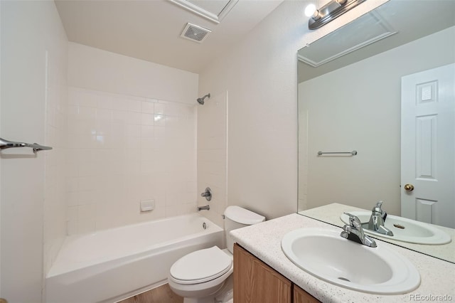 3033 W 107th Pl Unit D, Westminster, CO 80031 - full bathroom featuring toilet, visible vents, washtub / shower combination, and vanity