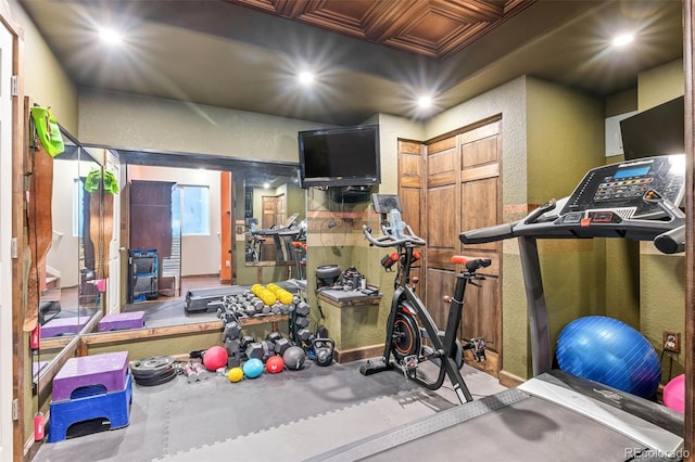 14119 W 89th Loop, Arvada, CO 80005 - workout room featuring recessed lighting and a textured wall