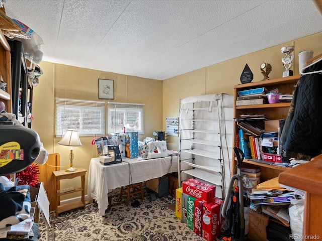 office with a textured ceiling