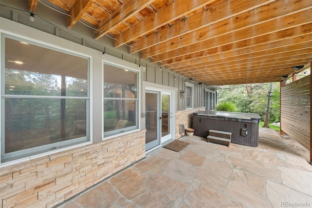 1122 Forest Trails Dr, Castle Pines, CO 80108 - view of patio / terrace featuring a hot tub