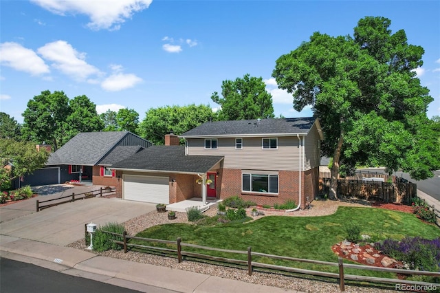 7486 S Washington St, Centennial, CO 80122 - view of front of house with brick siding, a garage, and driveway