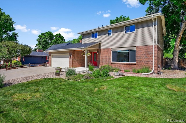 7486 S Washington St, Centennial, CO 80122 - traditional home featuring brick siding, concrete driveway, and an attached garage