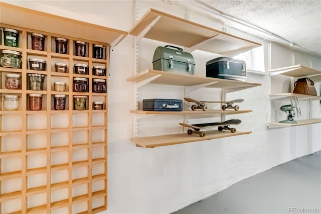 wine room with concrete floors