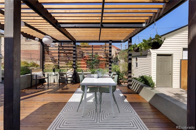 deck featuring a pergola