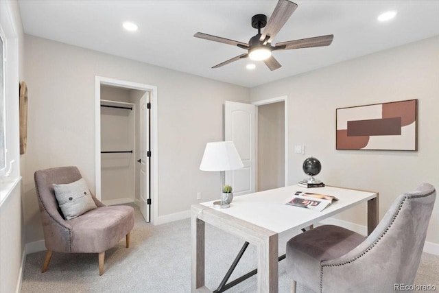 4505 S Yosemite St Unit 362, Denver, CO 80237 - office space featuring light carpet, ceiling fan, recessed lighting, and baseboards